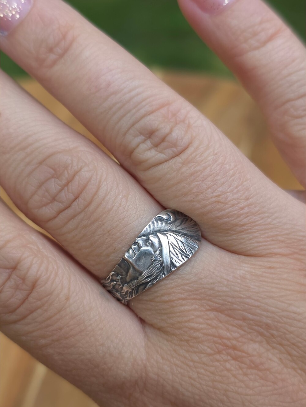 Vintage | Sterling Silver | Native American Spoon Ring | Dainty | Size 8.5